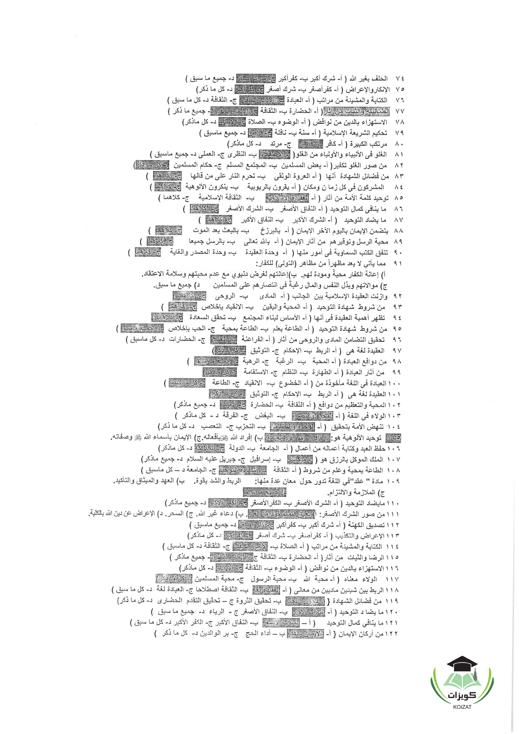 GS 101 العقيدة والعبادة