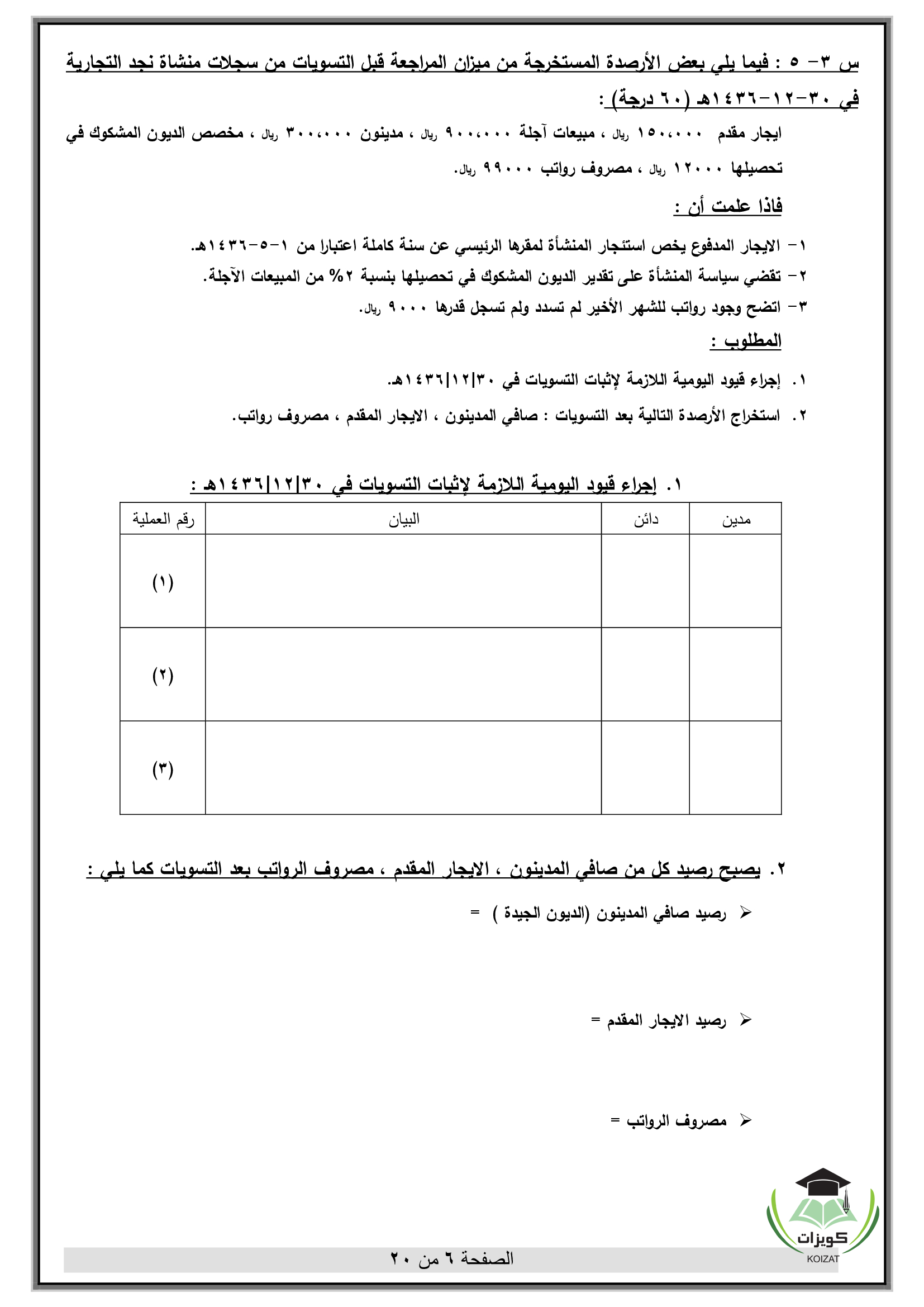 ACCT 120 مبادئ المحاسبة المالية