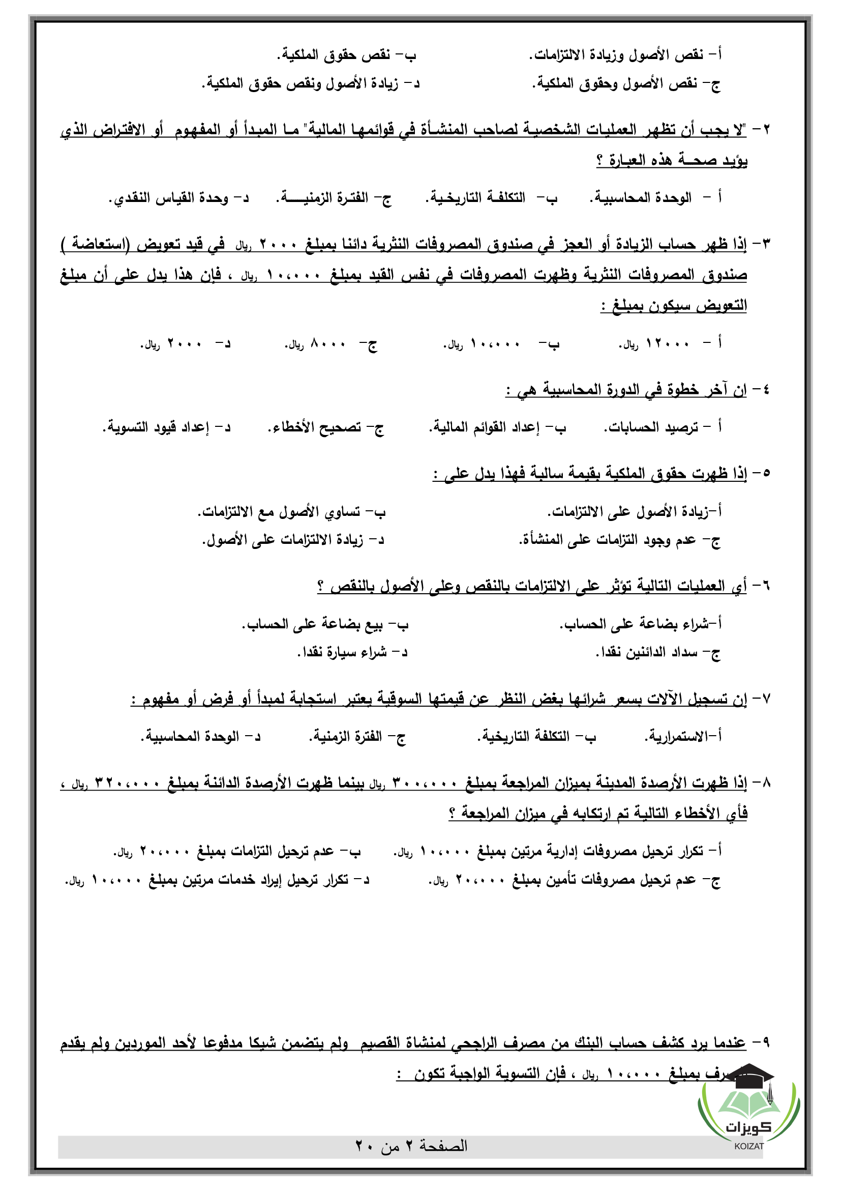 ACCT 120 مبادئ المحاسبة المالية