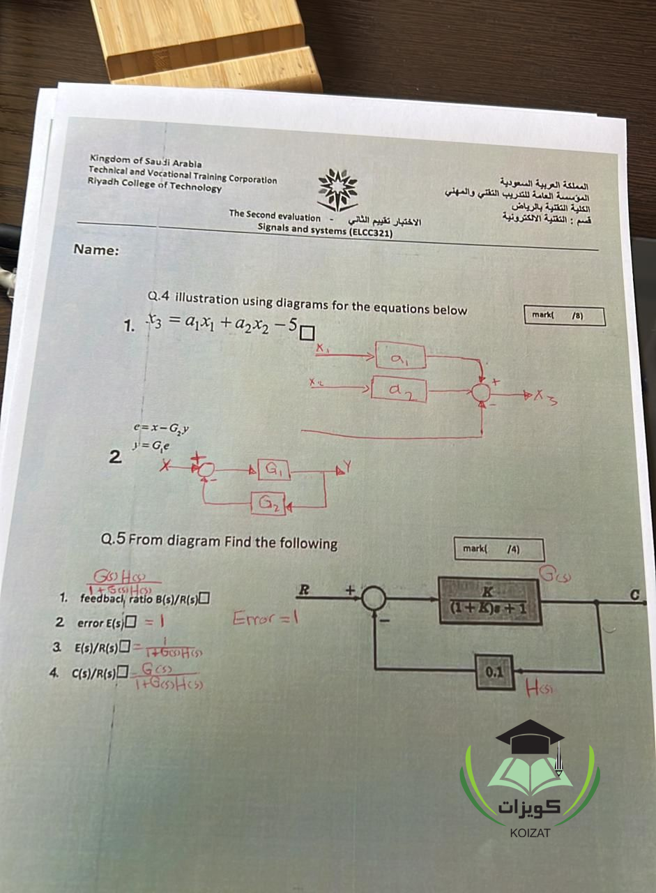 اسئلة إشارات و نظم