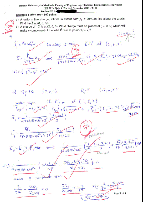 Quizzes-1,2,3,4 Electromagnetic Field Theory Fall Semester 2017