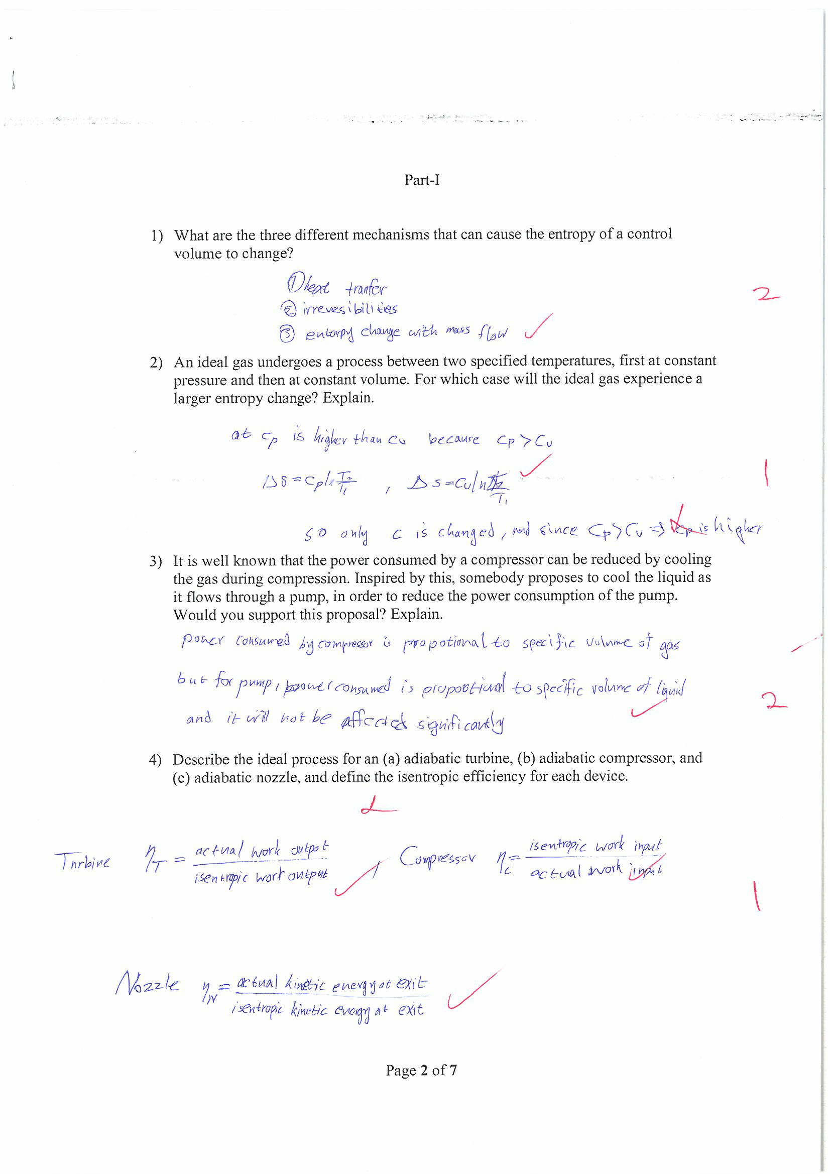 Final Exam for Thermodynamics 2017