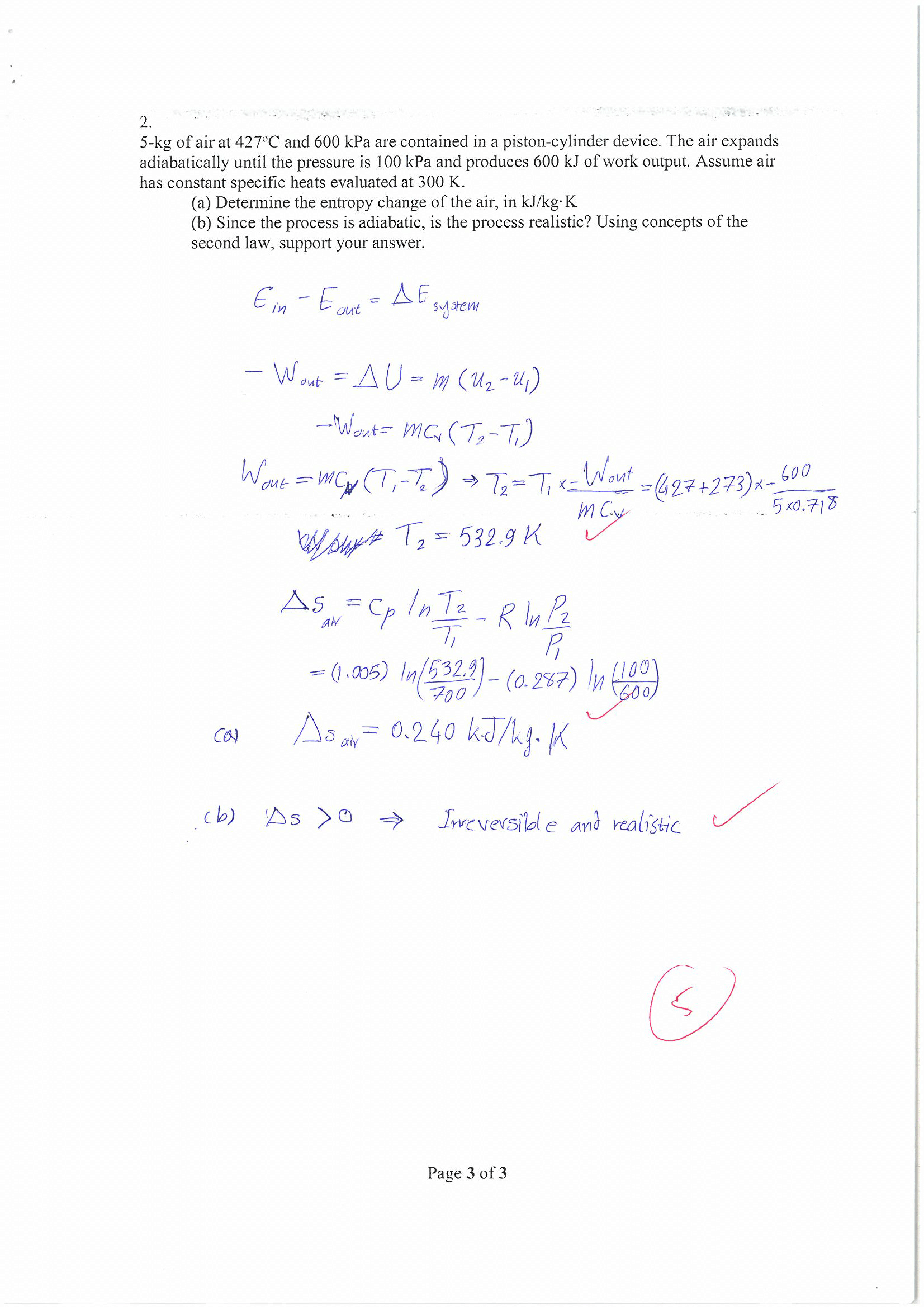 Homework 5 for Thermodynamics 2017