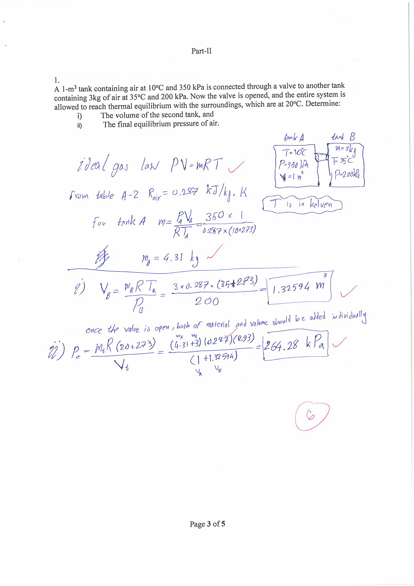 Midterm Exam 1 for Thermodynamics 2017