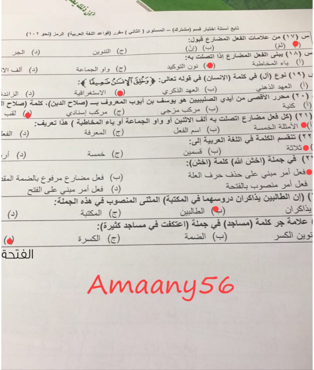 قواعد اللغة العربية -نحو102 فصل اول عام 1439